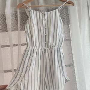 NWT Abercrombie Kids White & Blue  Striped Romper With Pockets - Girls Size 9/10